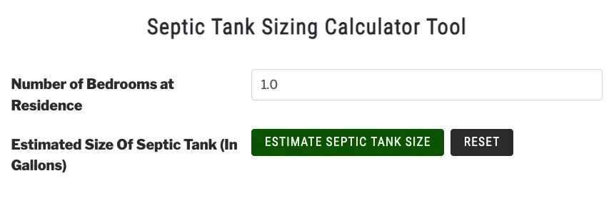 Free Septic Tank Sizing Calculator tool
